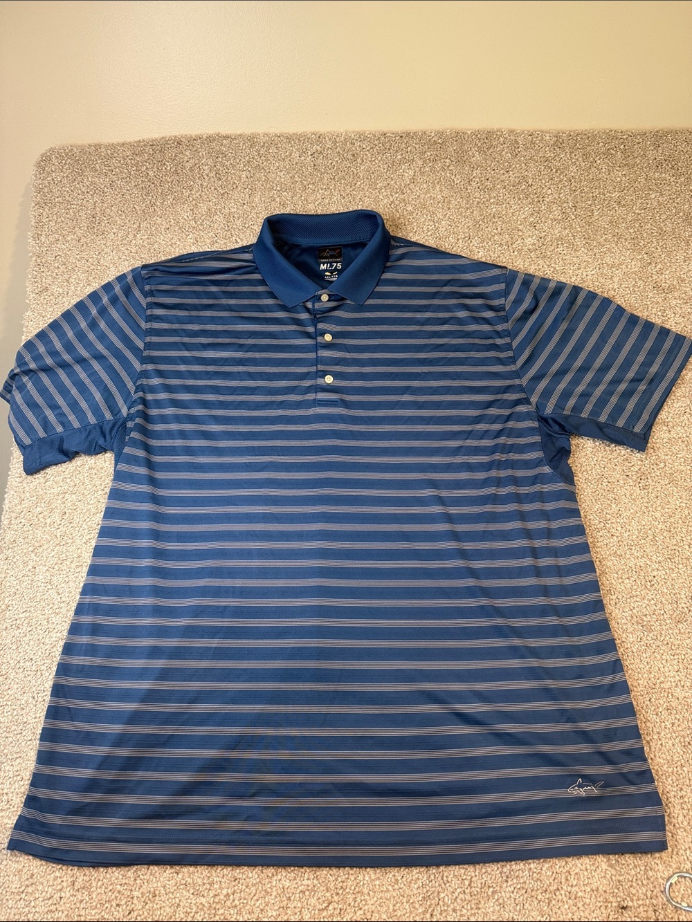 Greg Norman Collection Blue Striped Performance Polo